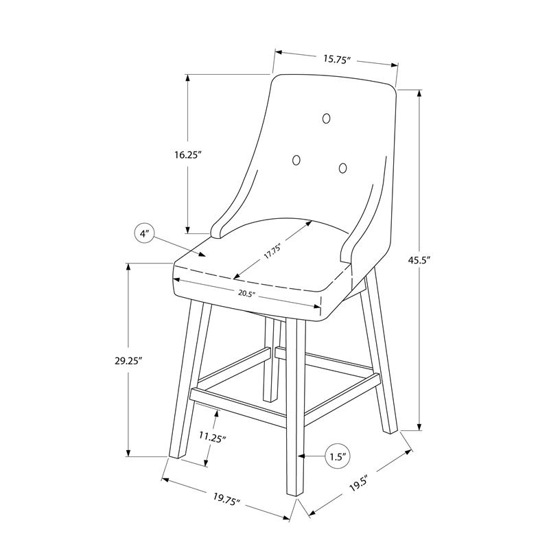Bar Stool Set Of 2 Swivel Bar Height Wood Pu Leather Look Gray/White