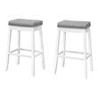 Bar Stool Set Of 2 Bar Height Saddle Seat Wood White/Gray
