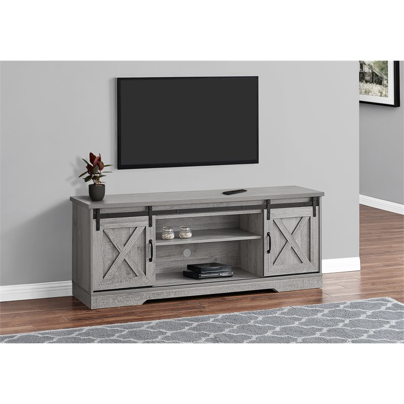 Tv Stand 60 Inch Console Living Room Bedroom Laminate Grey