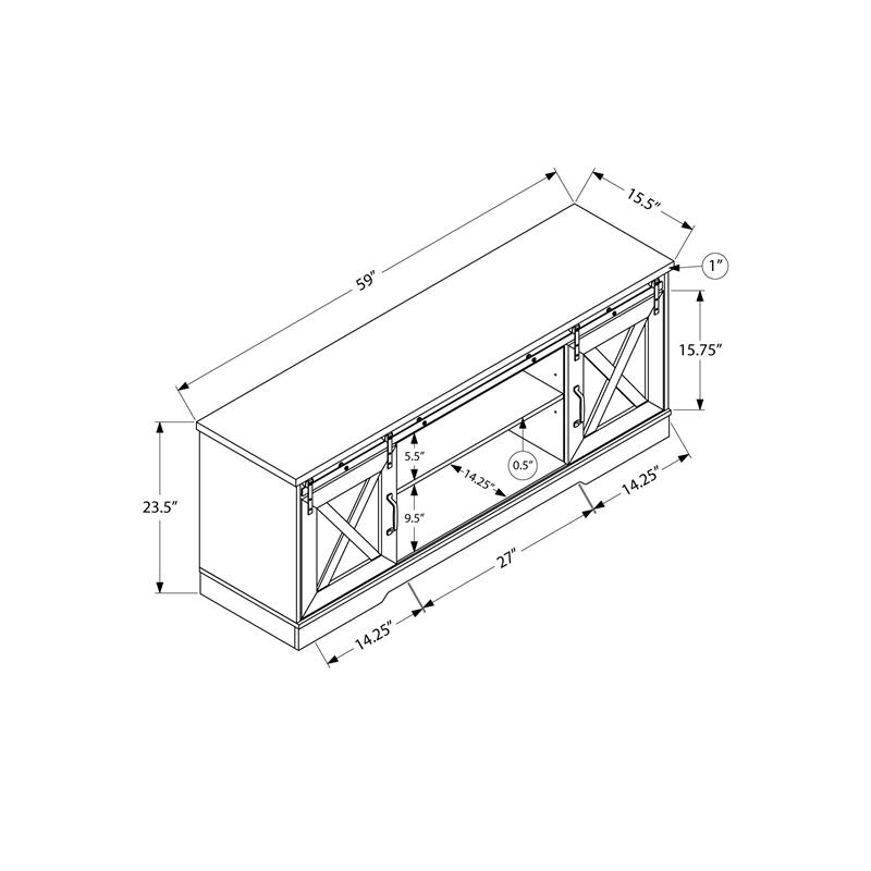 Tv Stand 60 Inch Console Living Room Bedroom Laminate Grey