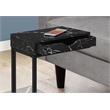 Accent Table C-shaped End Side Snack Bedroom Metal Black Marble Look