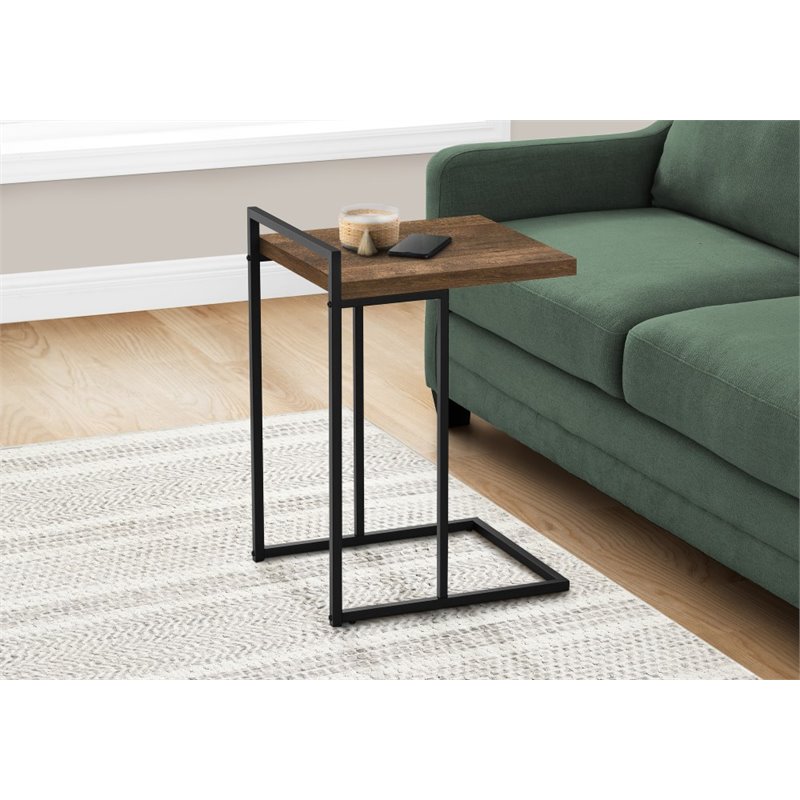 Monarch Thick Wood Panel Top C Side Table in Reclaimed Brown and Black