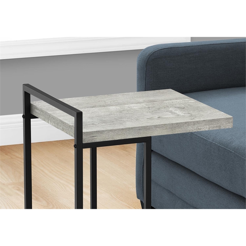 Accent Table C-shaped End Side Snack Living Room Bedroom Metal Grey