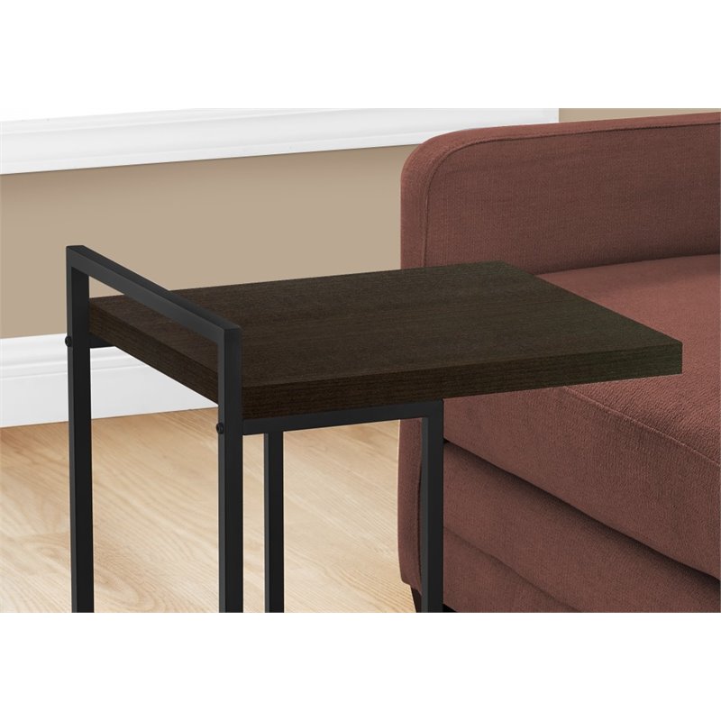 Monarch Thick Wood Panel Top C Side Table in Espresso and Black