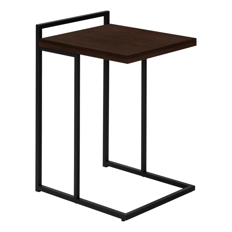 Accent Table C-shaped End Side Snack Living Room Bedroom Metal Brown