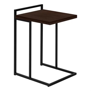 Accent Table C-shaped End Side Snack Living Room Bedroom Metal Brown