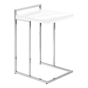 Accent Table C-shaped End Side Snack Bedroom Metal Glossy White