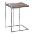 Monarch Thick Wood Panel Top C Side Table in Dark Taupe and Chrome