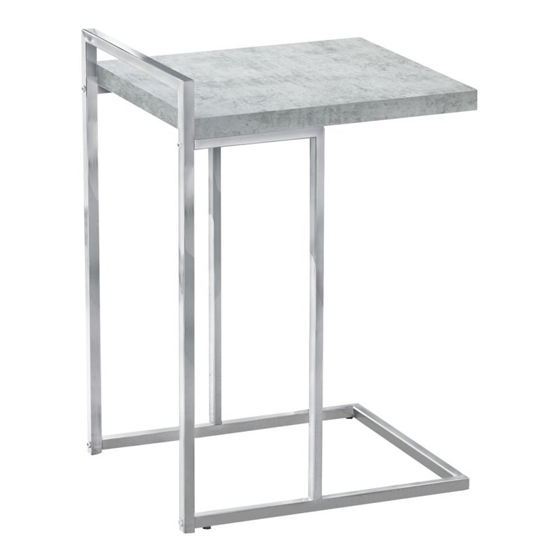 Accent Table C-shaped End Side Snack Living Room Bedroom Metal Grey