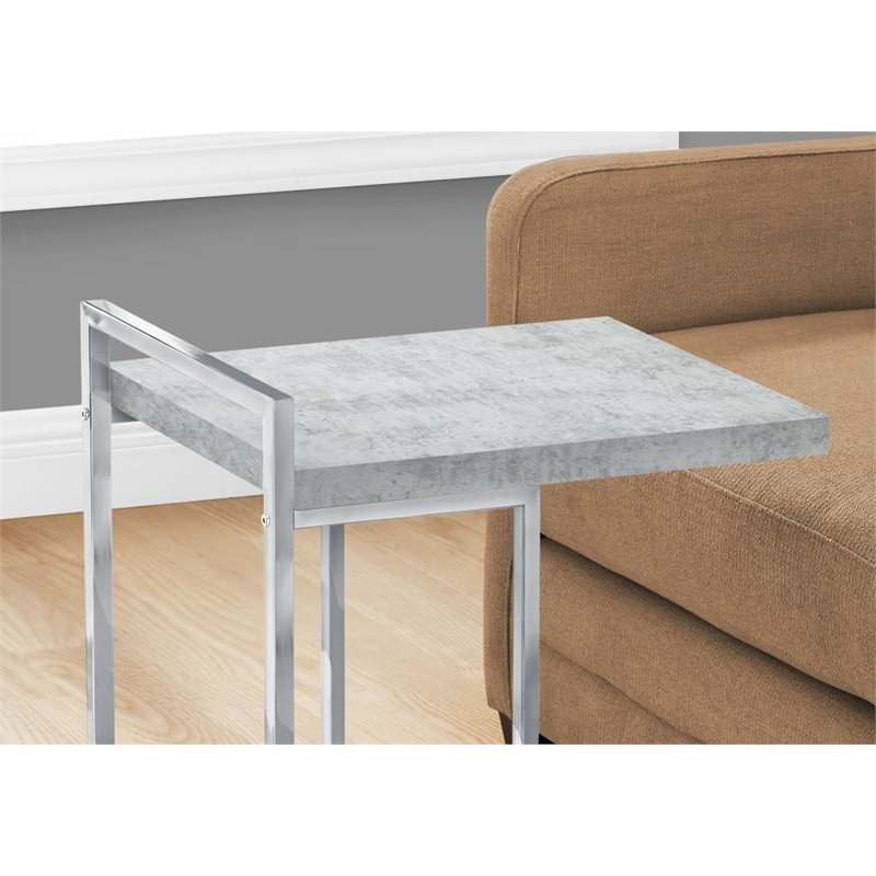 Accent Table C-shaped End Side Snack Living Room Bedroom Metal Grey