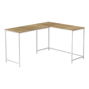 Computer Desk Home Office Corner 58&quotL L Shape Work Laptop Metal Natural