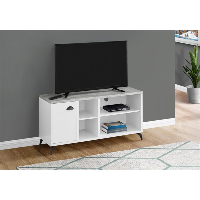Tv Stand 48 Inch Console Living Room Bedroom Laminate Grey