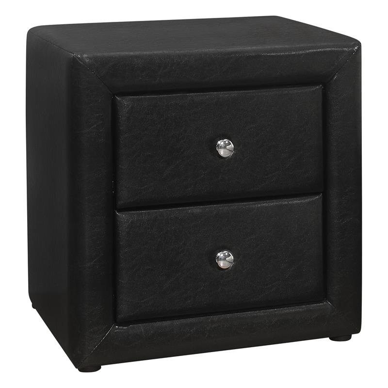 Bedroom Accent Nightstand End Side Lamp Bedroom Pu Leather Look Black