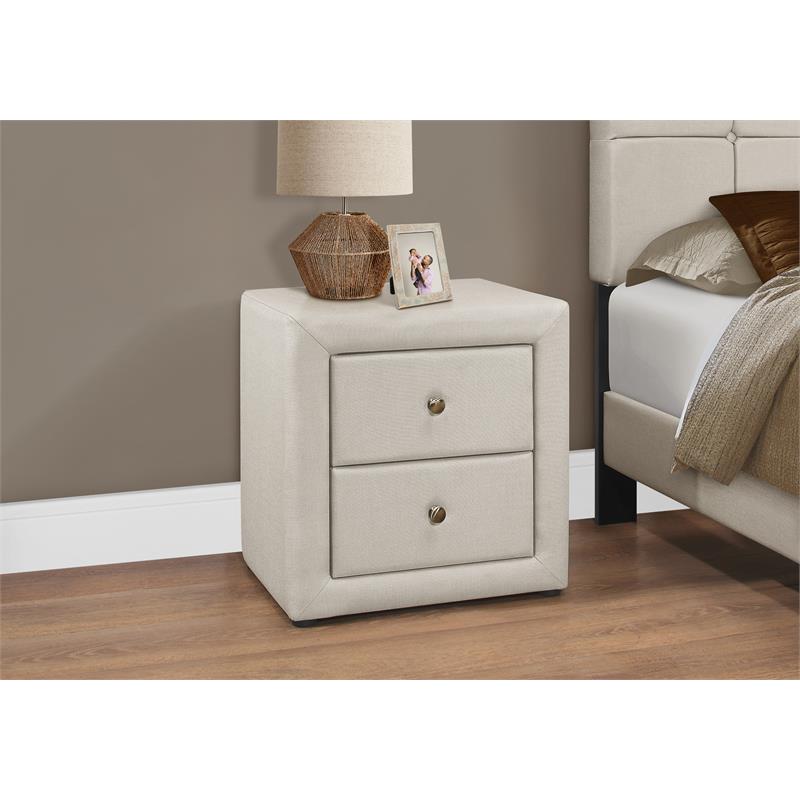 Bedroom Accent Nightstand End Side Lamp Bedroom Linen Fabric Look Beige