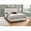 Bed Queen Size Platform Bedroom Frame Upholstered Linen Look Beige Black