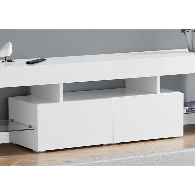 Tv Stand 63 Inch Console Living Room Bedroom Laminate Glossy White