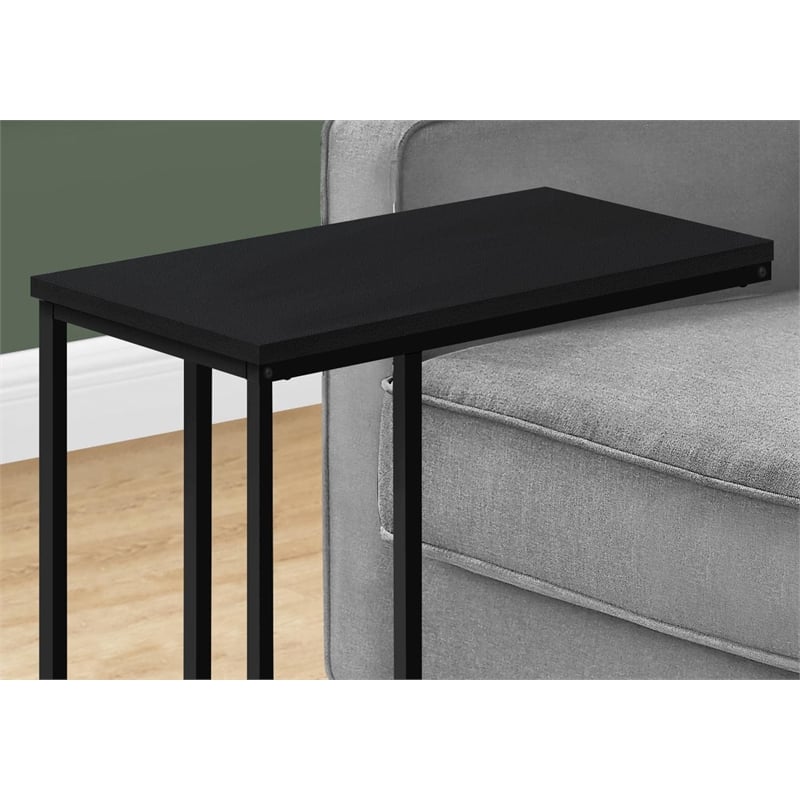 Accent Table C-shaped End Side Snack Living Room Bedroom Metal Black