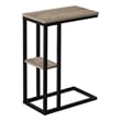 Accent Table C-shaped End Side Snack Living Room Bedroom Metal Brown