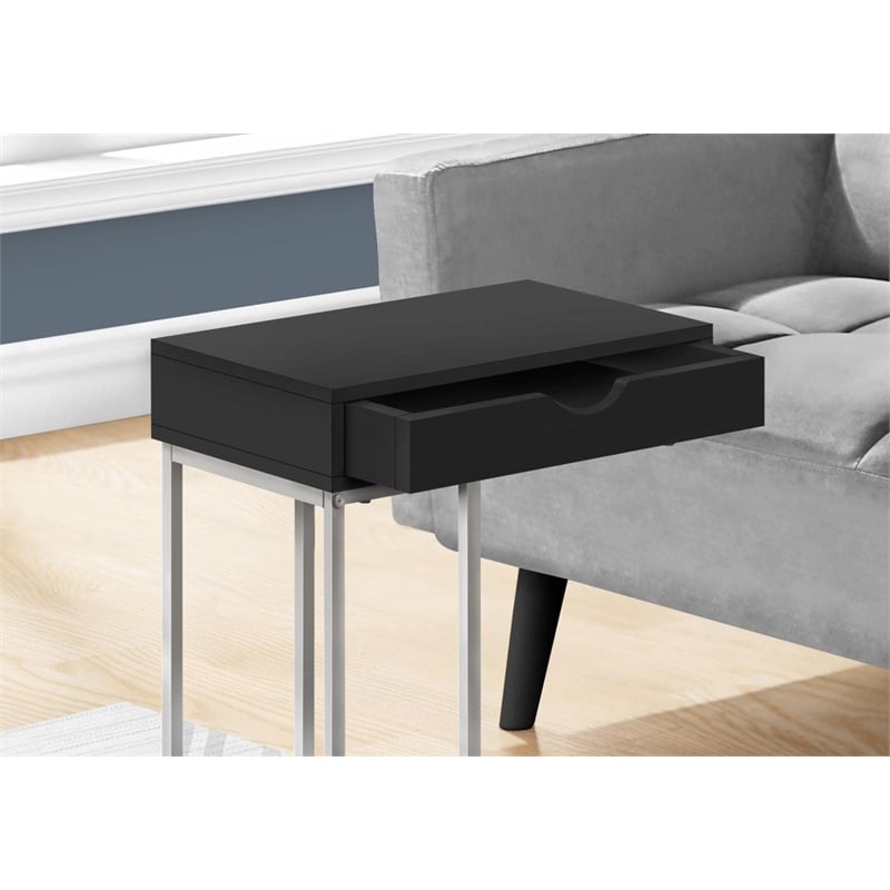 Monarch C-shaped Accent Table in Metal Black
