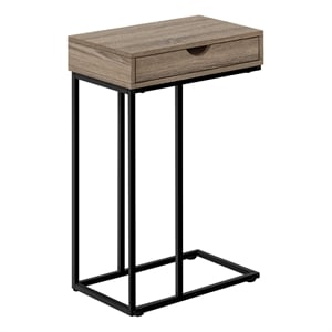 Accent Table C-shaped End Side Snack Living Room Bedroom Metal Brown