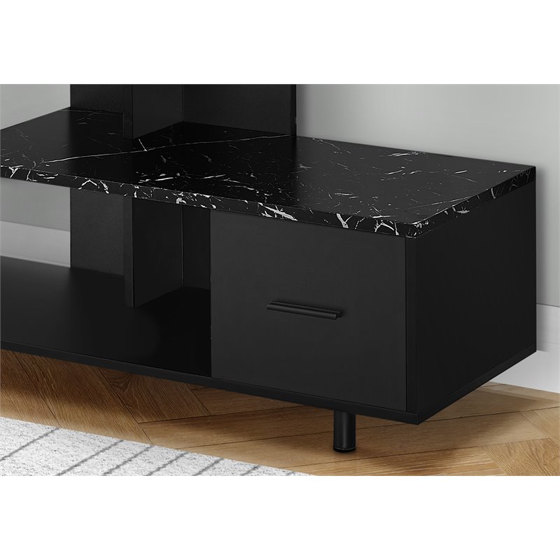 Tv Stand 48 Inch Console Living Room Bedroom Laminate Black Marble Look