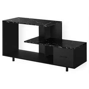 tv stand 48 inch console living room bedroom laminate black marble look
