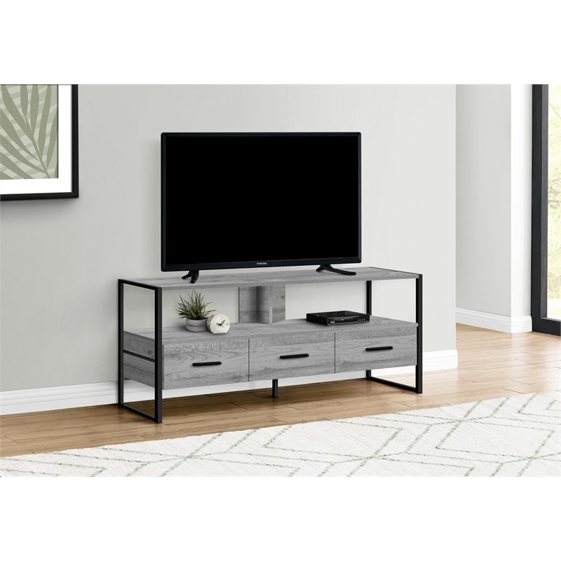 Tv Stand 48 Inch Console Living Room Bedroom Laminate Grey