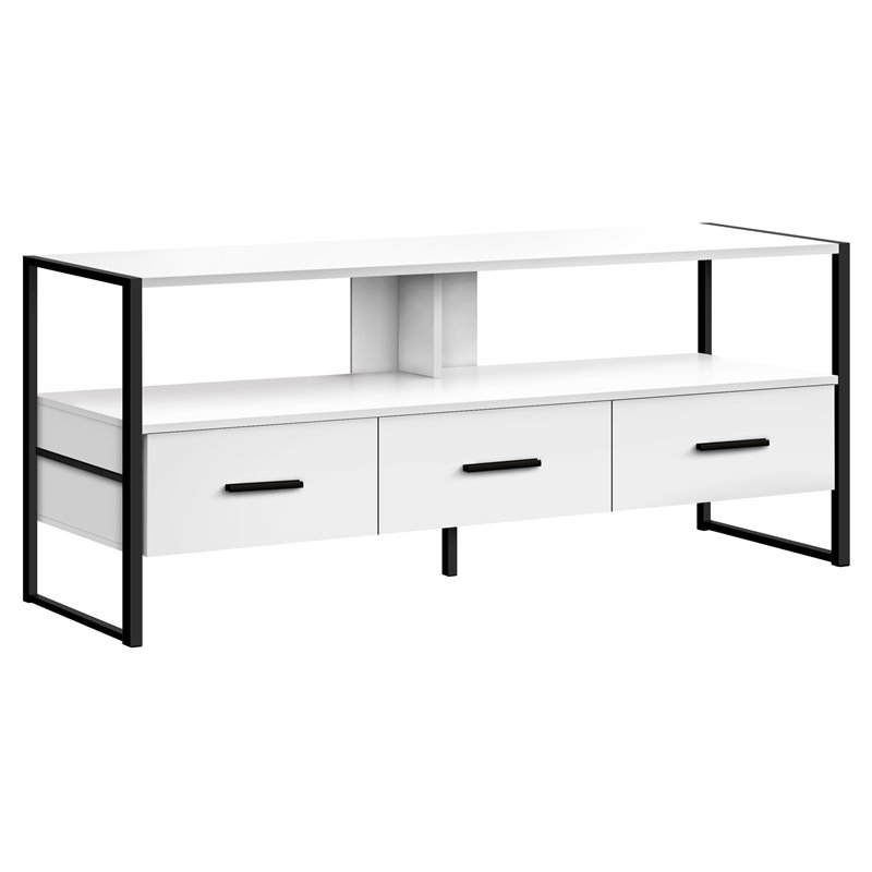 Monarch Contemporary Metal TV Stand for TVs up to 42" in White/Black