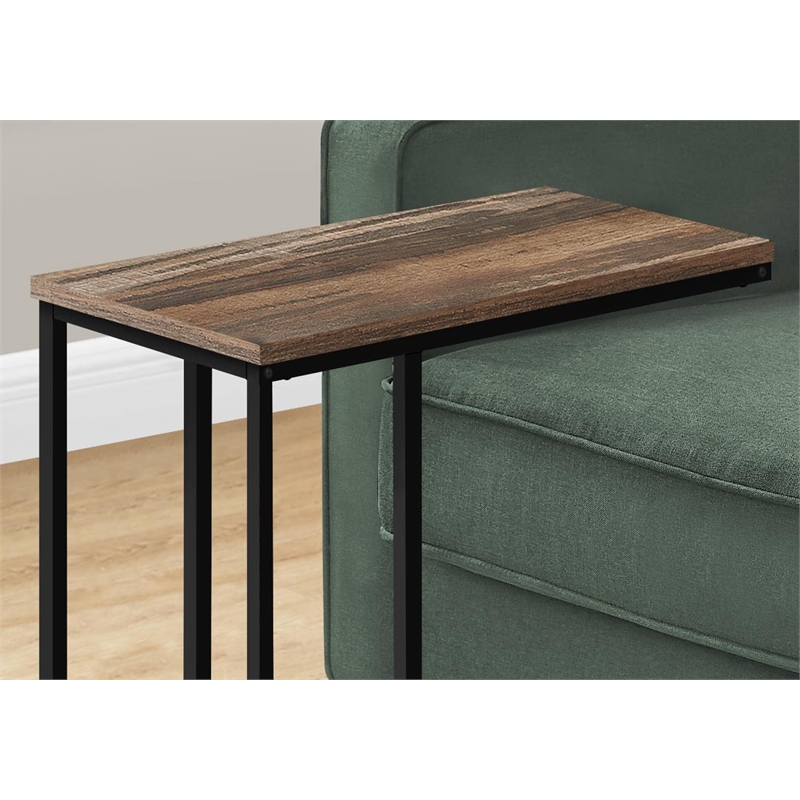 Accent Table C-shaped End Side Snack Living Room Bedroom Metal Brown