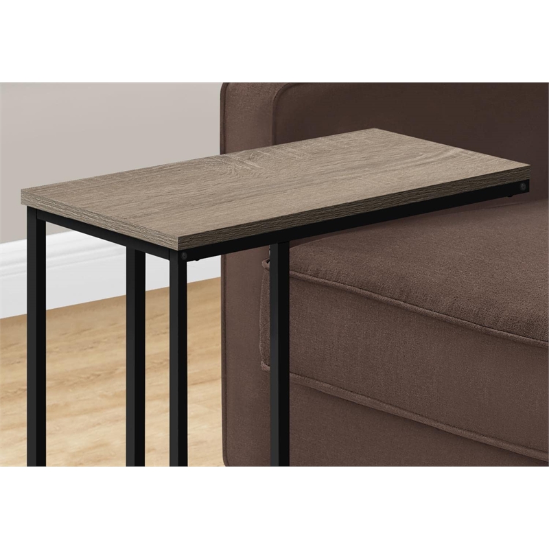 Accent Table C-shaped End Side Snack Living Room Bedroom Metal Brown