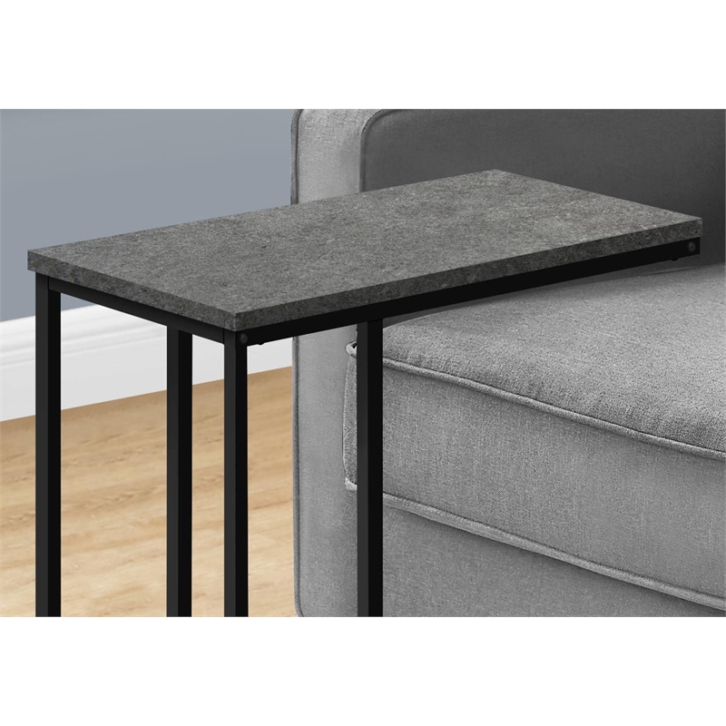 Accent Table C-shaped End Side Snack Living Room Bedroom Metal Grey