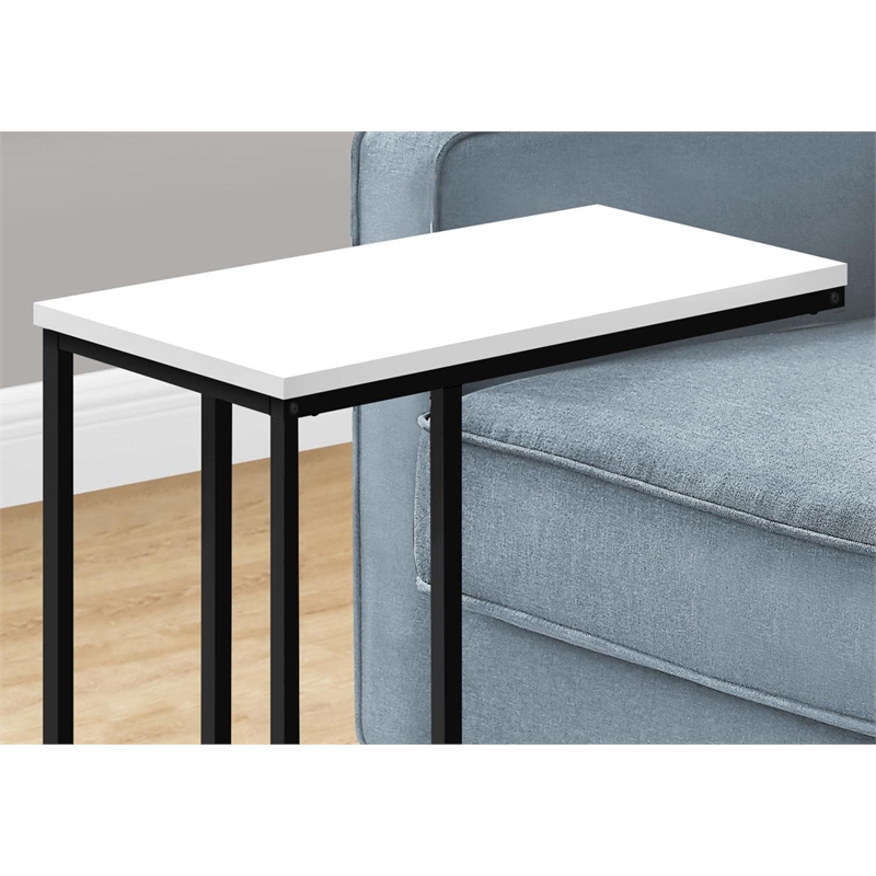 Accent Table C-shaped End Side Snack Living Room Bedroom Metal White