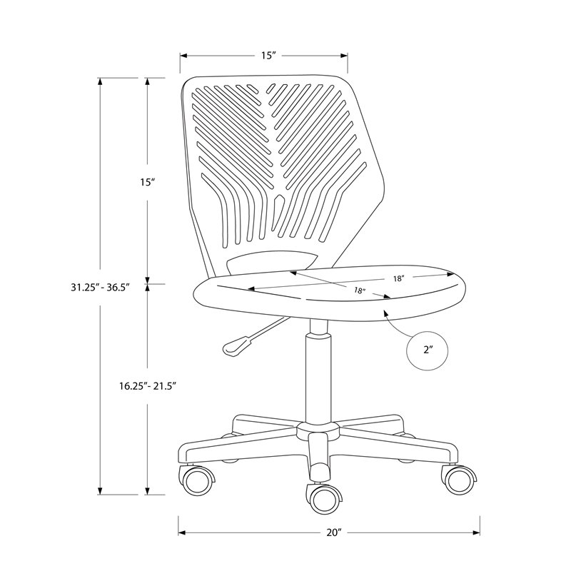 Monarch Juvenile Metal Swivel Ergonomic Office Chair in Black