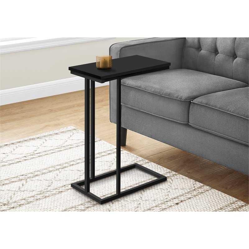 Monarch Engineered Wood and Metal Base C-Shaped End Table in Black Laminate