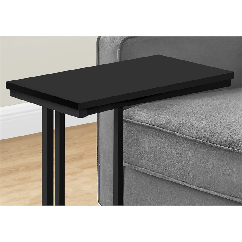 Monarch Engineered Wood and Metal Base C-Shaped End Table in Black Laminate