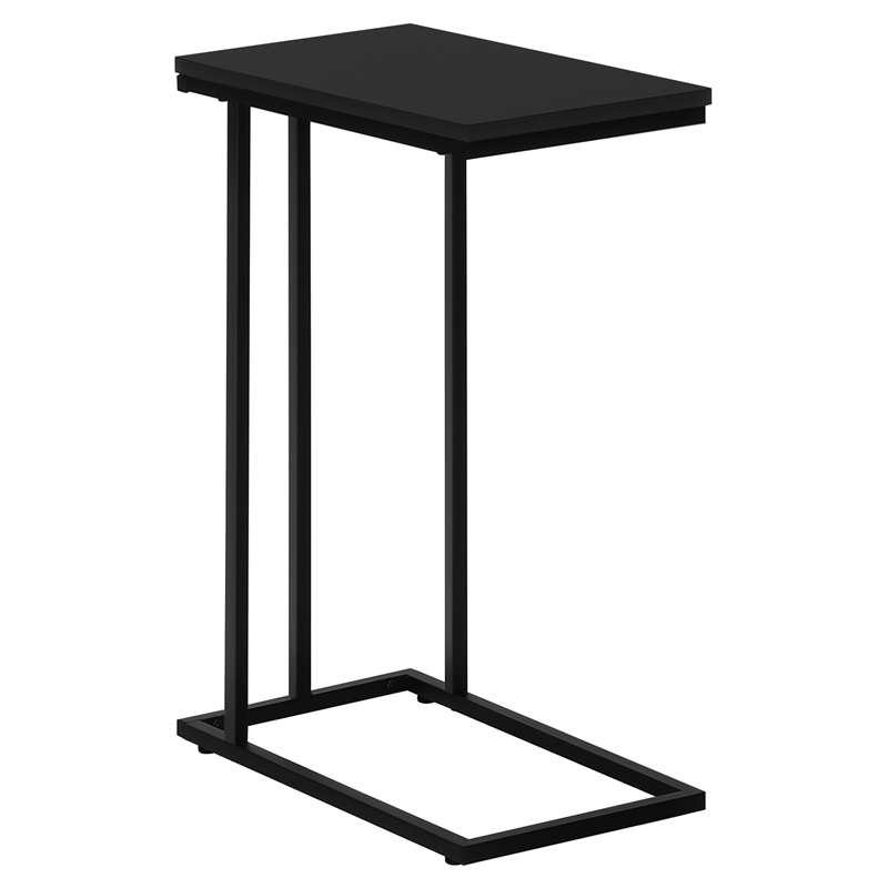 Monarch Engineered Wood and Metal Base C-Shaped End Table in Black Laminate