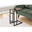 Accent Table C-shaped End Side Snack Living Room Bedroom Metal Brown