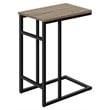 Accent Table C-shaped End Side Snack Living Room Bedroom Metal Brown