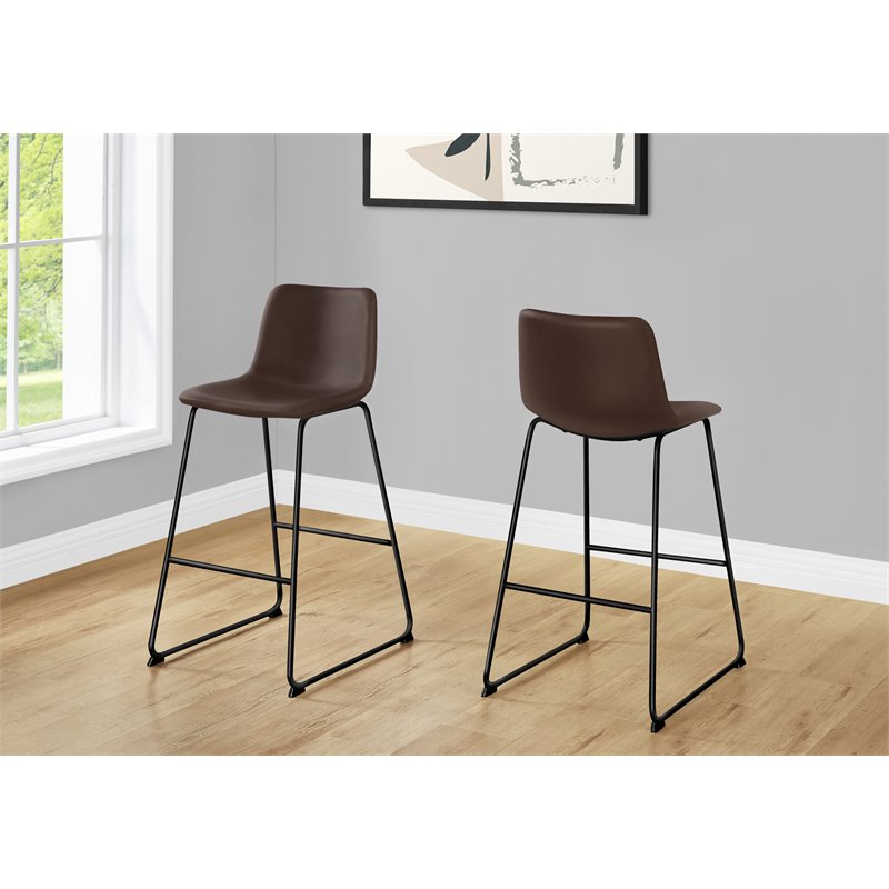 Office Chair Bar Height Standing Computer Desk Work Pu Leather Look Brown