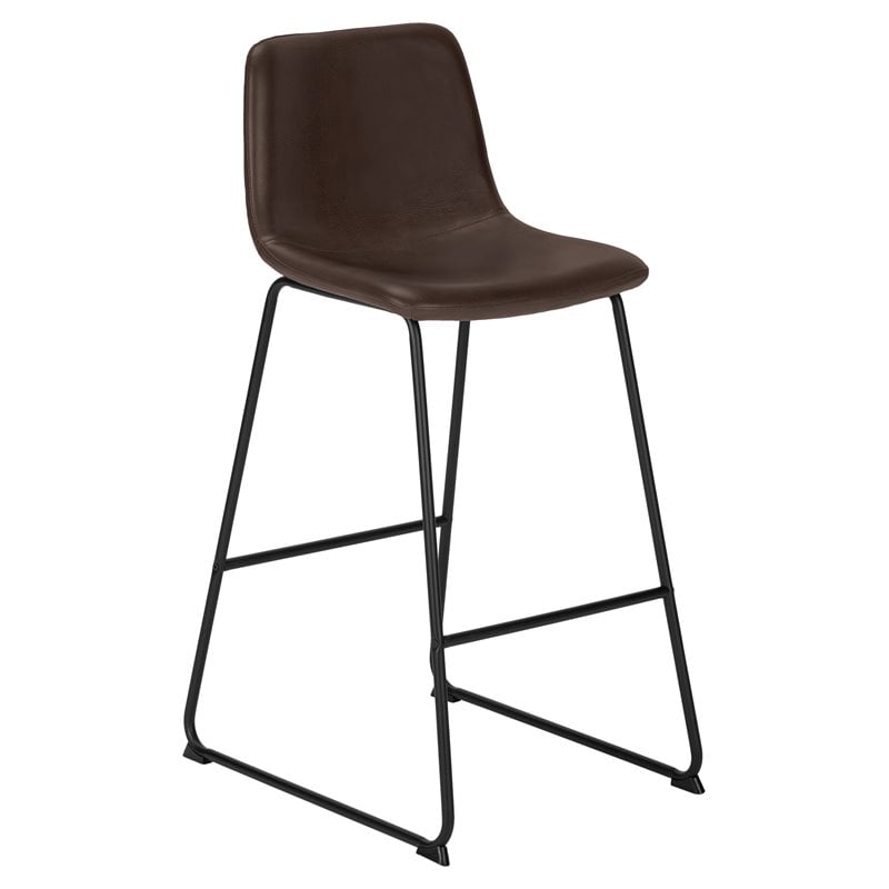 Office Chair Bar Height Standing Computer Desk Work Pu Leather Look Brown