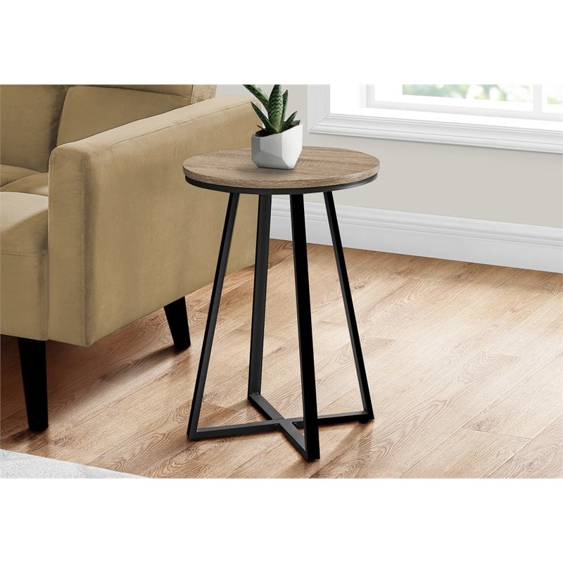 Accent Table Side Round End Nightstand Lamp Bedroom Metal Brown