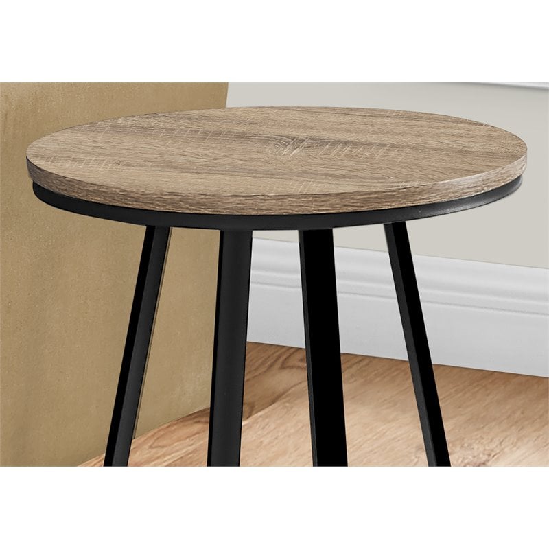 Accent Table Side Round End Nightstand Lamp Bedroom Metal Brown