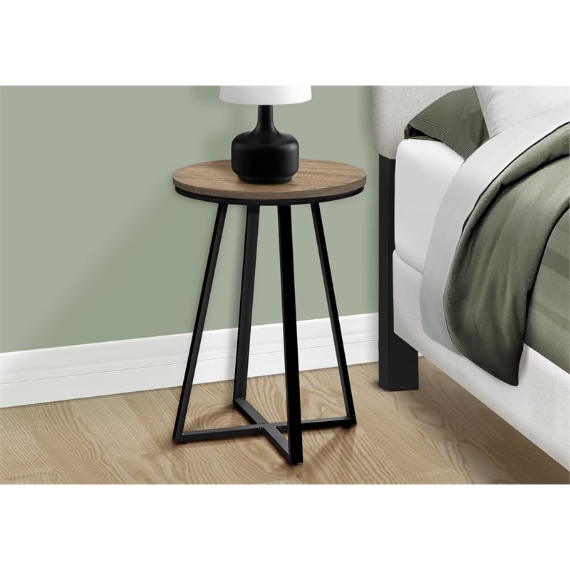 Accent Table Side Round End Nightstand Lamp Bedroom Metal Brown
