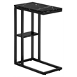 Monarch C-shaped Accent Table in Metal Black Marble Look