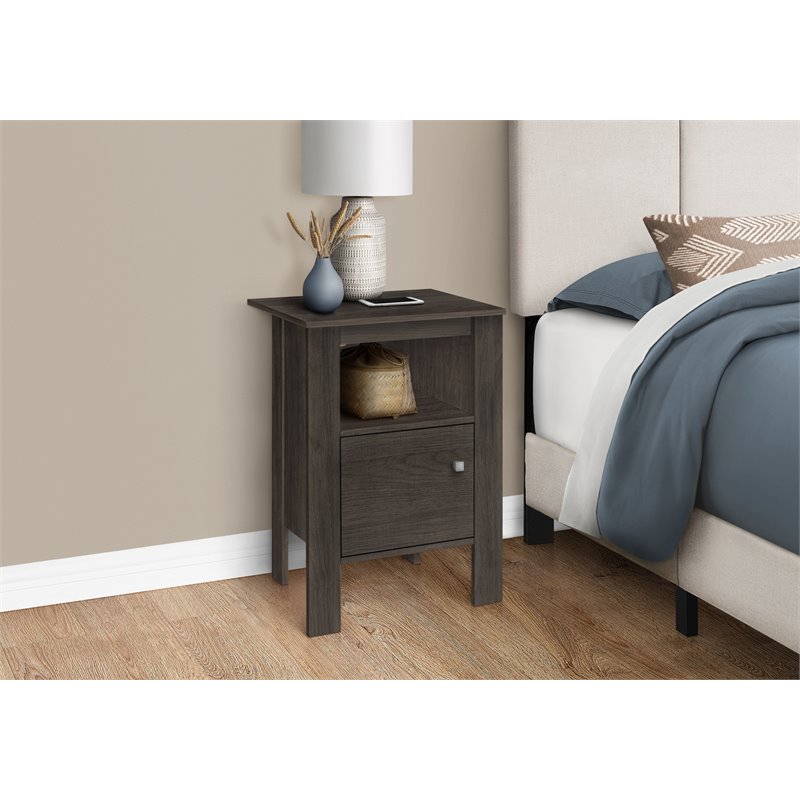 Accent Table Side End Nightstand Lamp Storage Bedroom Laminate Brown