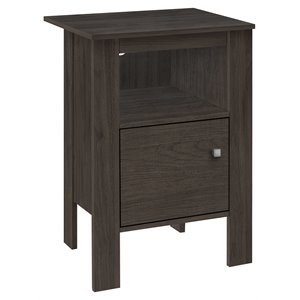 monarch contemporary wood & laminate nightstand with storage in brown oak