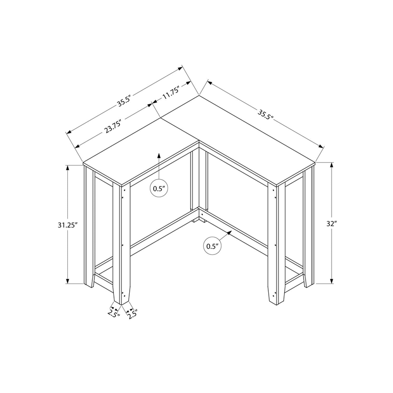 Accent Table Console Entryway Narrow Corner Bedroom Laminate Brown