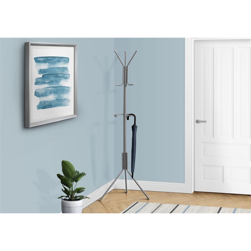Coat Rack Hall Tree Hanging Bar 6 Hooks Entryway 68