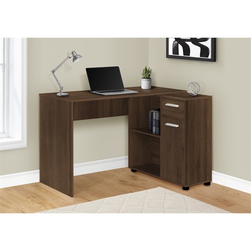 computer desk corner 46&quotl l shape work laptop laminate walnut