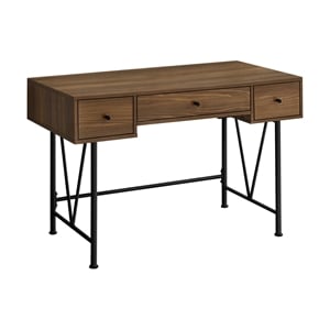 Computer Desk Home Office Laptop Storage Drawers 48&quotL Work Metal Walnut